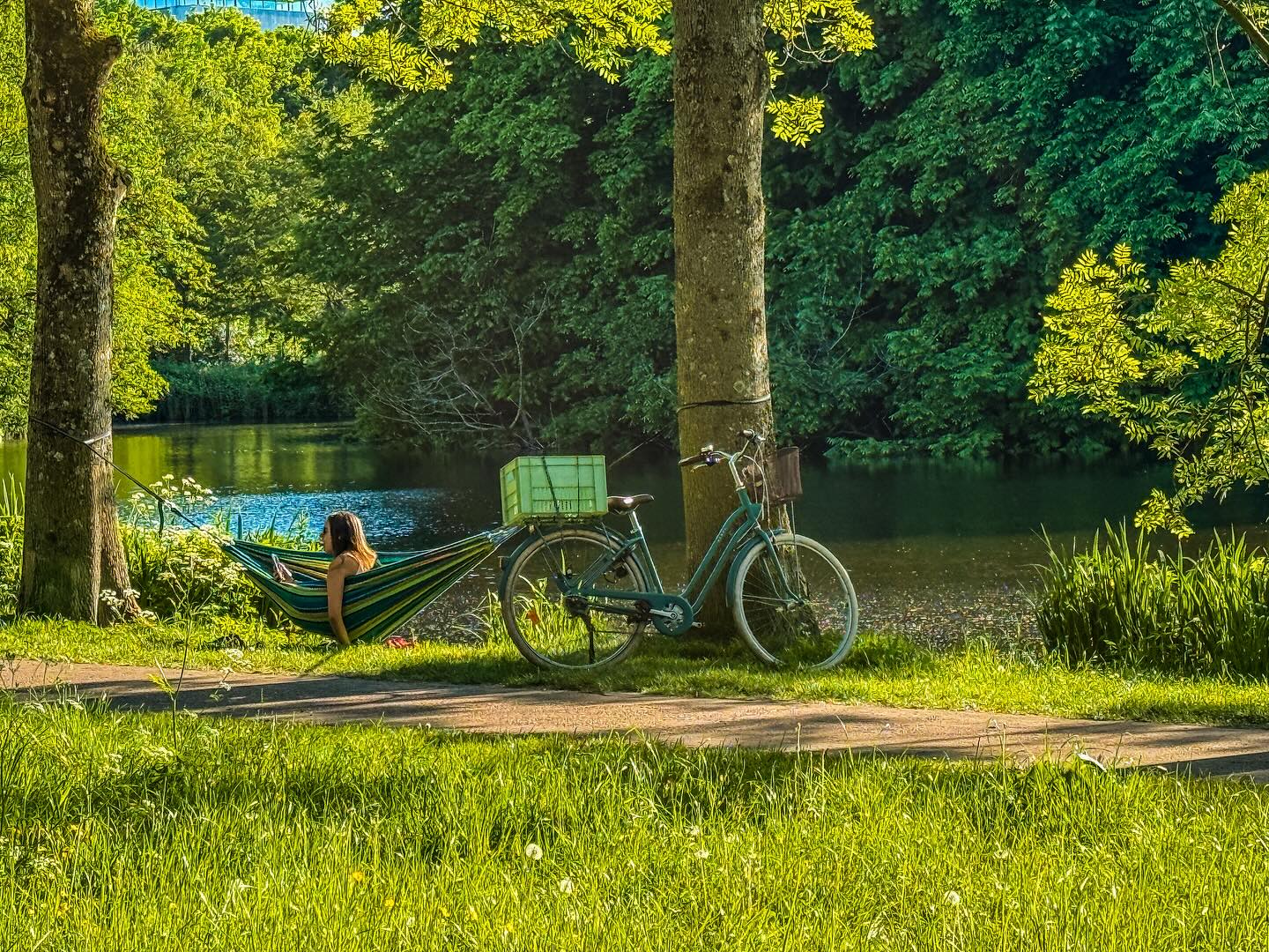 Bike, Hammock, Canal — Amsterdam, Netherlands